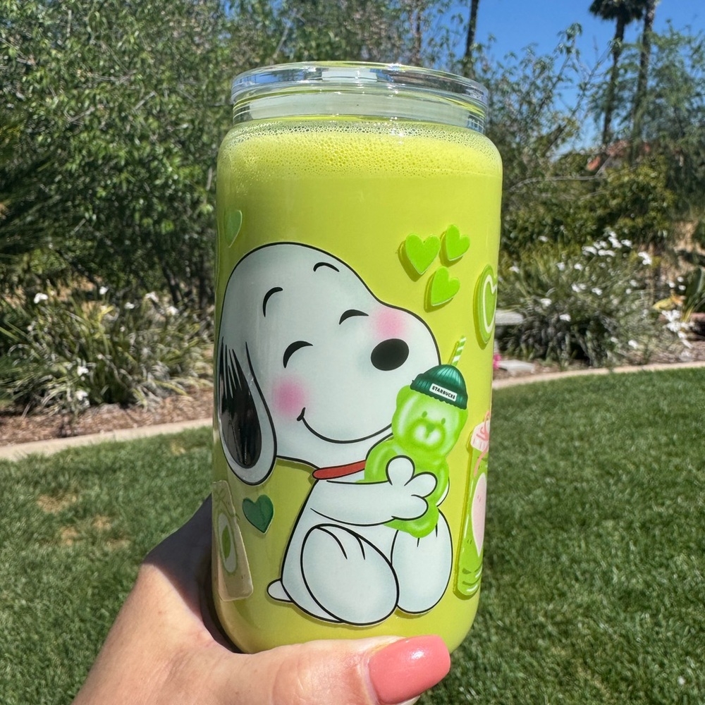 Snoopy Matcha snow globe tumbler 16oz